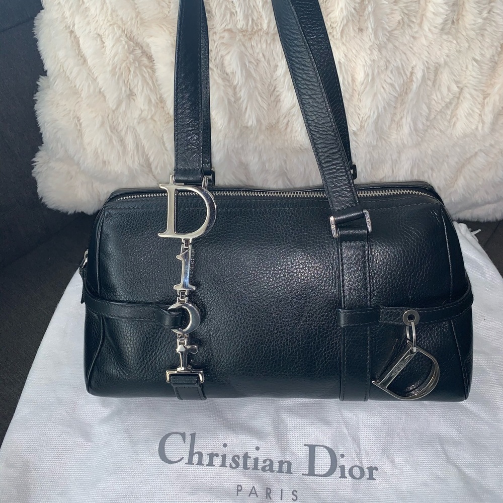 CHRISTIAN DIOR Leather Logo Charms bag 😍